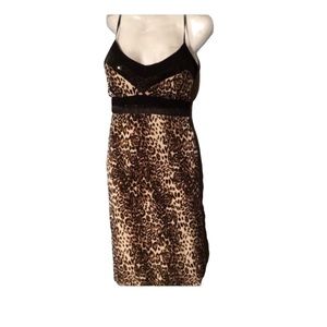 Candy Rain Sexy Leopard with Black Spaghetti Strip with Sequin & Lace Dress